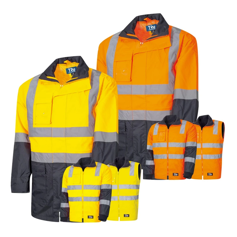 [JKT-6N1-RFT-YL-XS] Rain Jacket 6 in 1 Combo with Reflective Tape (XS, Yellow/Navy)