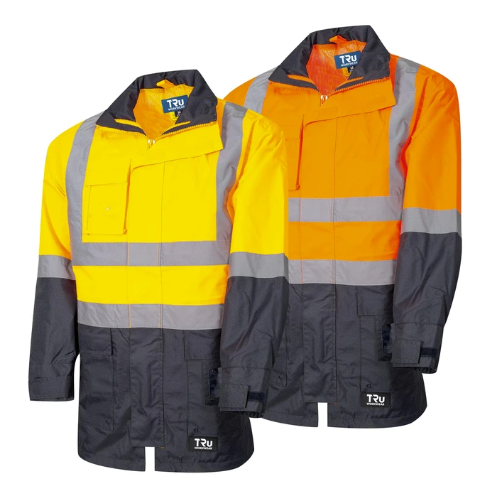 [JKT-WTP-RT-YL-XS] Rain Jacket with Reflective Tape (XS, Yellow/Navy)
