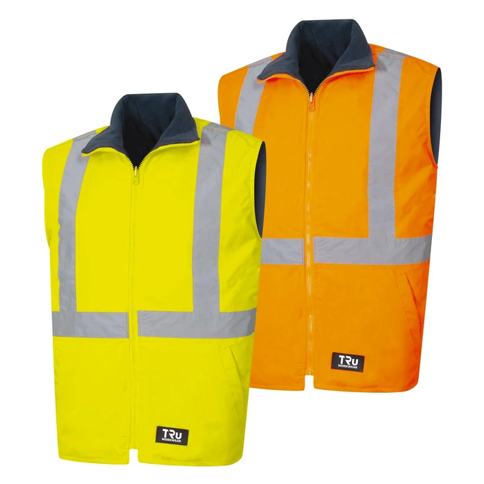 [VST-WTP-RT-YL-XS] Wet Weather Reversible Vest with Reflective Tape (Yellow/Navy, XS)