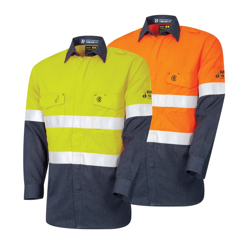 [SHT-P2-LWT-RT-YL-S] Lightweight PPE2 FR Shirt with Reflective Tape (Yellow/Navy, S)
