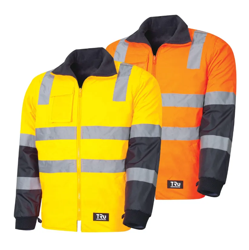 [JKT-WTP-ZIP-RT-YL-XS] Waterproof Jacket with Removable Sleeves and Reflective Tape (Yellow/Navy, XS)